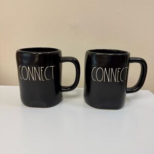 Rae Dunn Artisan Collection by Magenta “CONNECT” 245 Black&White 16oz (2 mugs)